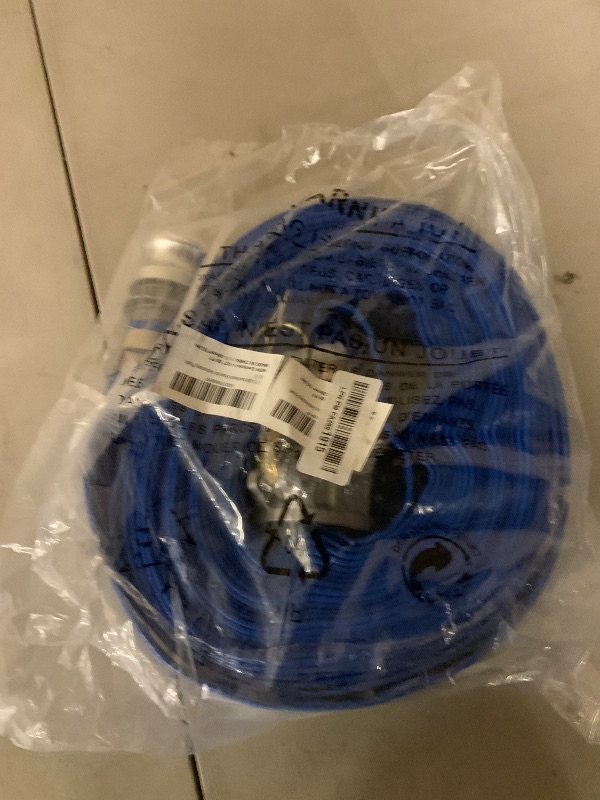 Photo 1 of 1-1/2" x 50ft PVC Lay Flat Discharge Hose With Aluminum Camlock C & E Fittings, Cam Lock Fitting, Heavy Duty Reinforced Pump Backwash Hose Assembly