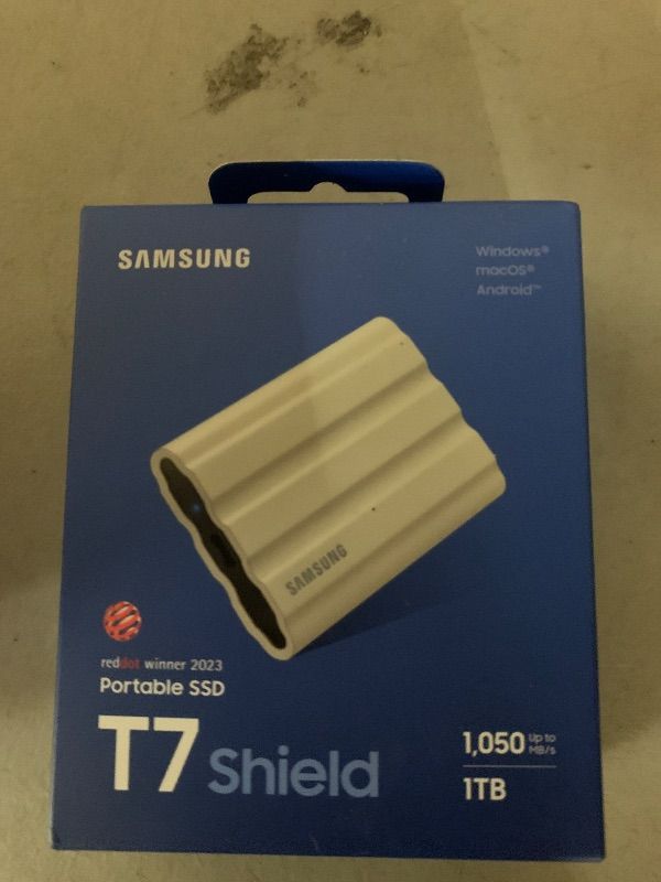 Photo 1 of Samsung T7 Shield Portable External Solid State Drive USB 3.2 1TB, IP65 Water Resistant, Compatible with PC/Mac/Android/Gaming Consoles (MUPE1T0K/AM), Beige