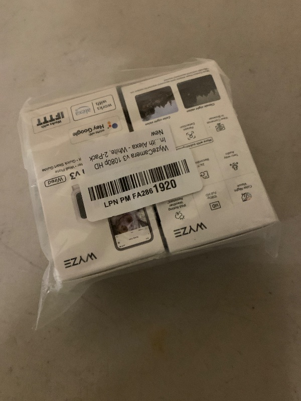 Photo 1 of WyzeCamera v3 1080p HD Indoor/Outdoor Plug-in Smart Home Security Cameras, Color Night Vision, 2-Way Audio, MicroSD Card Slot, Compatible with Alexa - White, 2-Pack