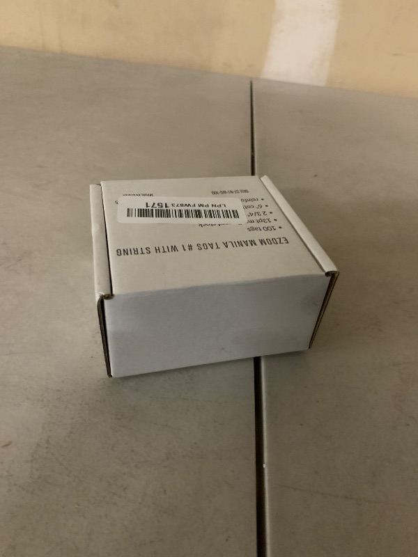 Photo 1 of 100 Small Manila Paper Tags with String - #1, 2 3/4” x 1 3/8” - Hang Shipping Labels with String Attached and Reinforced Hole, Pre-Strung Tags