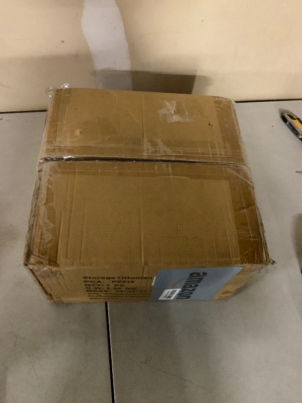 Photo 1 of Poofzy Small Ottoman with Storage, Small Foot Stool Ottoman with Wood Legs, Velvet Foot Rest for Couch, Living Room and Bedroom - Brown