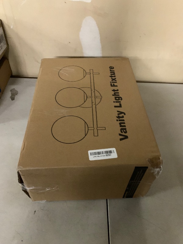 Photo 1 of 3-Light Bathroom Light Fixtures, Brushed Gold Vanity Lights for Bathroom with Milky White Glass Ball Shade, 18.9 inch Bathroom Lighting Fixtures Over Mirror, Wall Sconce for Bedroom(Bulb Not Included)