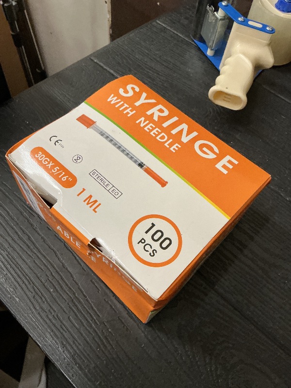 Photo 1 of 100 Pack 1ml Syringes with Needle-30Ga 5/16 Inch, Individually Sealed Packaging