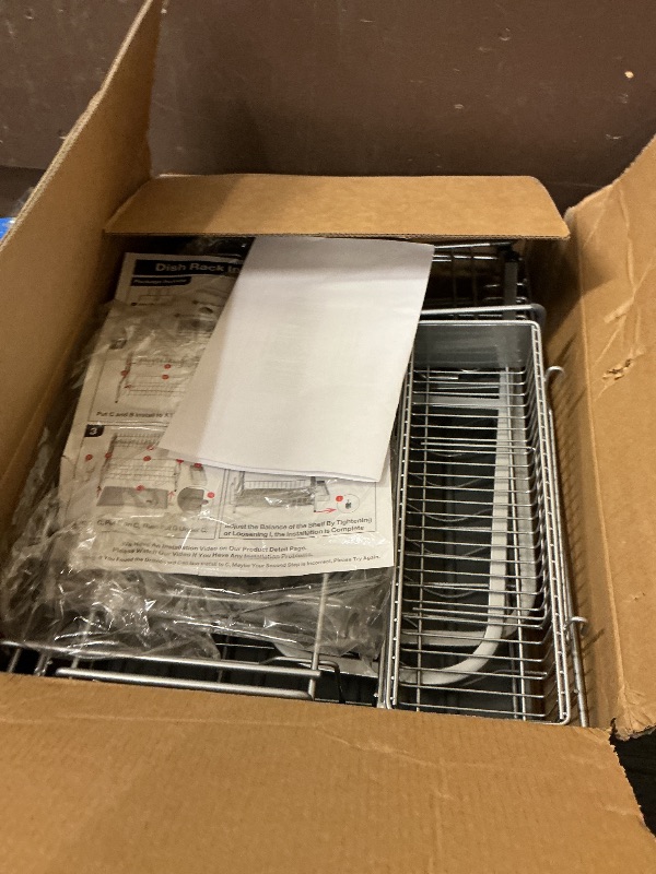 Photo 1 of 2 Tier Dish Drainers Drying Rack for Kitchen Counter Large Stainless Steel Dishes Drain with Drainboard, Space Saving, Big Modern Silver Countertop Metal Plates Dryer Strainer Holder and Extra Tray