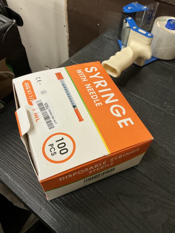 Photo 1 of 100 Pack 1ml Syringes with Needle-30Ga 5/16 Inch, Individually Sealed Packaging