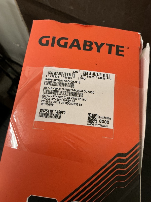 Photo 1 of GIGABYTE GeForce RTX 5070 Ti Gaming OC 16G Graphics Card, 16GB 256-bit GDDR7, PCIe 5.0, WINDFORCE Cooling System, GV-N507TGAMING OC-16GD Video Card