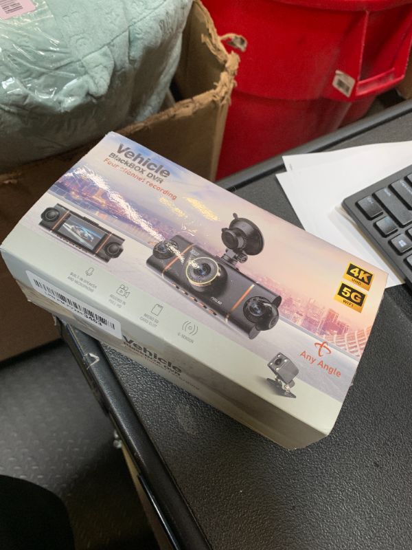 Photo 4 of 4 Channel 360° Dash Cam Front Rear Inside & Left Right,4K+1080P*3 FHD Car Camera,5GHz WiFi & App Control,8 IR Lamps Night Vision,24H Parking Mode,G-Sensor,Loop Recording,Includes 64GB SD Card?Black?