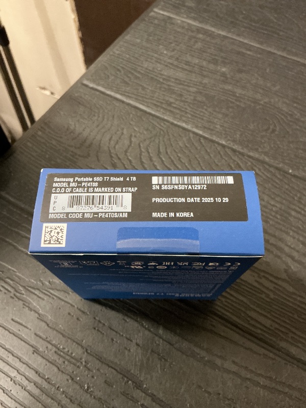 Photo 1 of Samsung T7 Shield 4TB Portable SSD - 1050MB/s, Rugged, Water & Dust Resistant, for Content Creators - Black