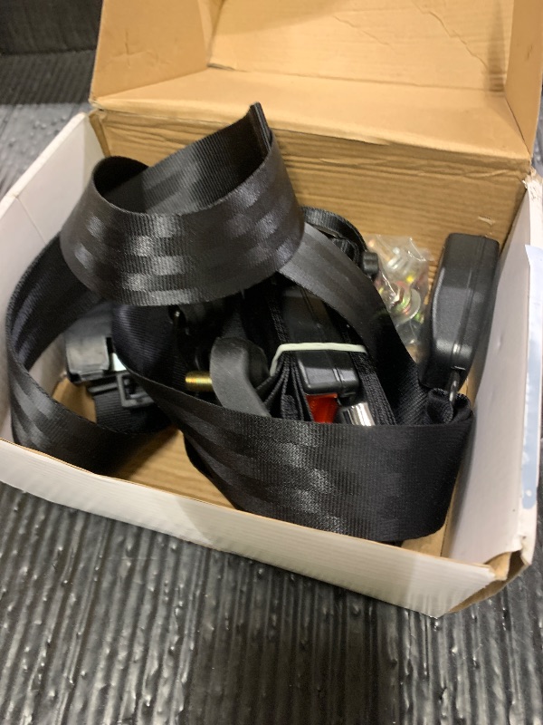 Photo 1 of 2PCS 3 Point Golf Cart Seat Strap Pads, Adjustable 3 Point Seat Harness Kit for Go Kart, Club Golf Cart, UTV, VR, Minivan Van, SUV, Vehicles (Black)