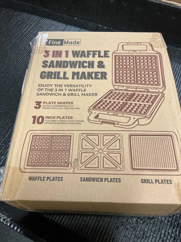 Photo 1 of FineMade Belgian Waffle Maker with Removable Plates, Waflera Electrica, Large Waffle Iron, 3 in 1 Panini Grill Press Breakfast Sandwich Maker, Electric Griddle, Grilled Cheese Maker, Breakfast Station