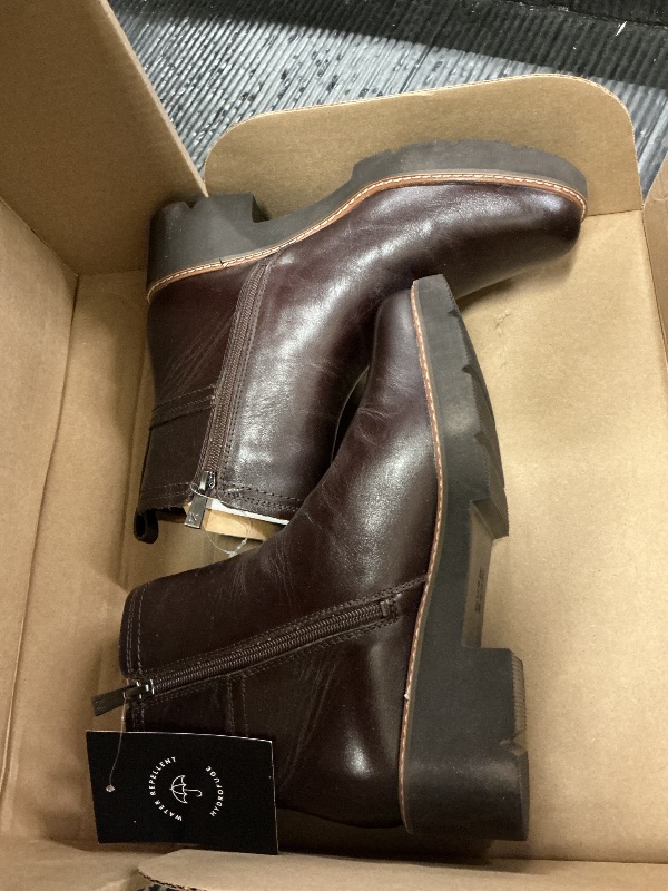 Photo 1 of Naturalizer Womens Darry Bootie Water Repellent Ankle Boot Dark Brown Leather 9.5 WW