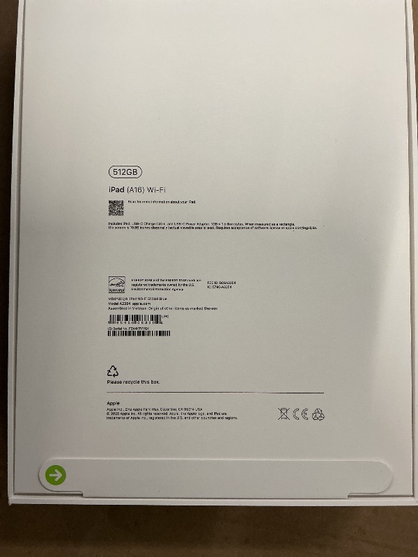 Photo 1 of FACTORY SEALED— Apple iPad 11-inch: A16 chip, 11-inch Model, Liquid Retina Display, 512GB, Wi-Fi 6, 12MP Front/12MP Back Camera, Touch ID, All-Day Battery Life — Blue