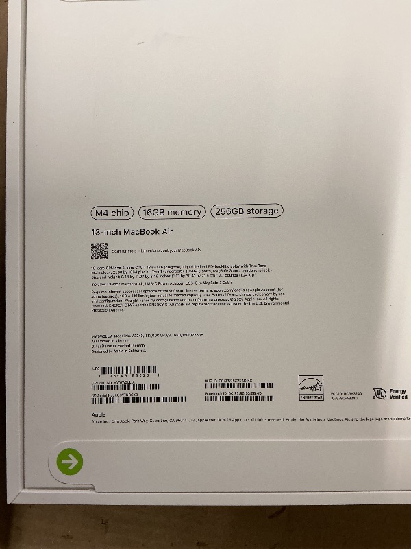 Photo 1 of FACTORY SEALED—  Apple 2025 MacBook Air 13-inch Laptop with M4 chip: Built for Apple Intelligence, 13.6-inch Liquid Retina Display, 16GB Unified Memory, 256GB SSD Storage, 12MP Center Stage Camera, Touch ID; Silver