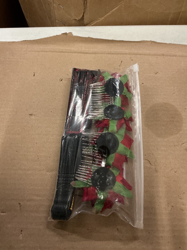 Photo 1 of 2 Pieces Women Rose Flower Hair Clip and Embroidered Sequins Fabric Handheld Folding Fan Mexican Hair Accessories for Flamenco Dancer Day of The Dead Costume Wedding Party Mother's Day(Red)