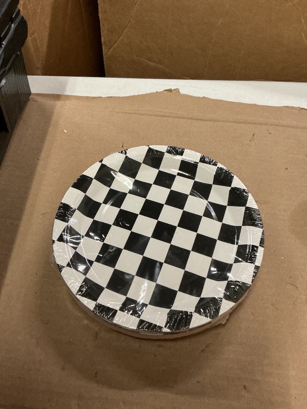 Photo 1 of 48Pcs Pink Checkered Birthday Paper Plates for Racing Car Theme Party Supplies 7" Hot Pink Race Car Disposable Black White Checkered Plates for Kids Girls Birthday Baby Shower Party Decorations