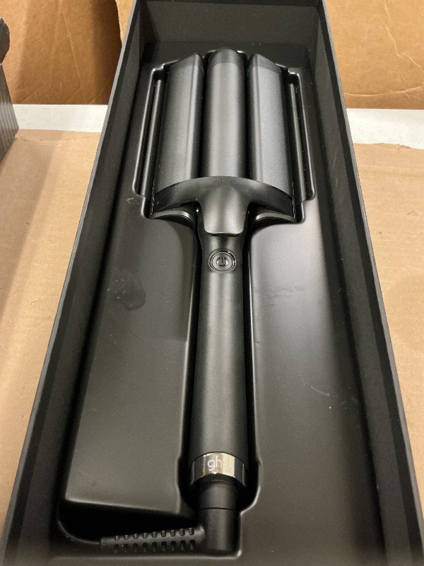 Photo 1 of GHD Wave Triple Barrel Hair Waver, Black, Professional Ceramic Styling Tool for Beach Waves, 1.3 Inch Barrels, 365°F Temperature Control