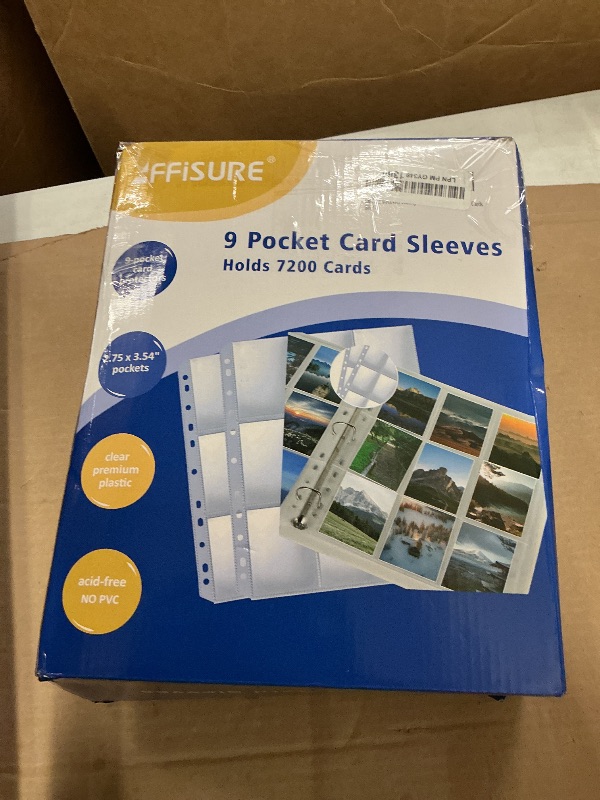 Photo 1 of 400 Pack 9 Pocket Trading Card Binder Pages, Holds 7200 Cards, Thickened Binder Sleeves, 3 Ring 9 Pocket Sheets for Sports Cards, Coupons Cards