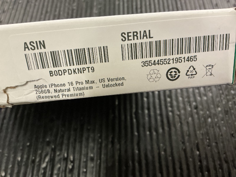 Photo 1 of Apple iPhone (Renewed Premium) 16 Pro Max, US Version, 256GB, Natural Titanium - Unlocked