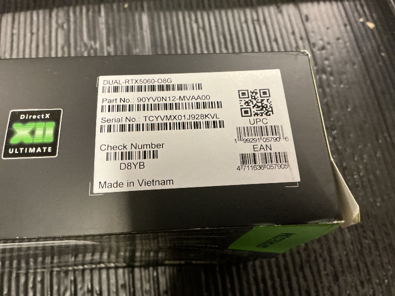 Photo 1 of ASUS Dual GeForce RTX™ 5060 8GB GDDR7 OC Edition (PCIe 5.0, 8GB GDDR7, DLSS 4, HDMI 2.1b, DisplayPort 2.1b, 2.5-Slot Design, Axial-tech Fan Design, 0dB Technology, and More)