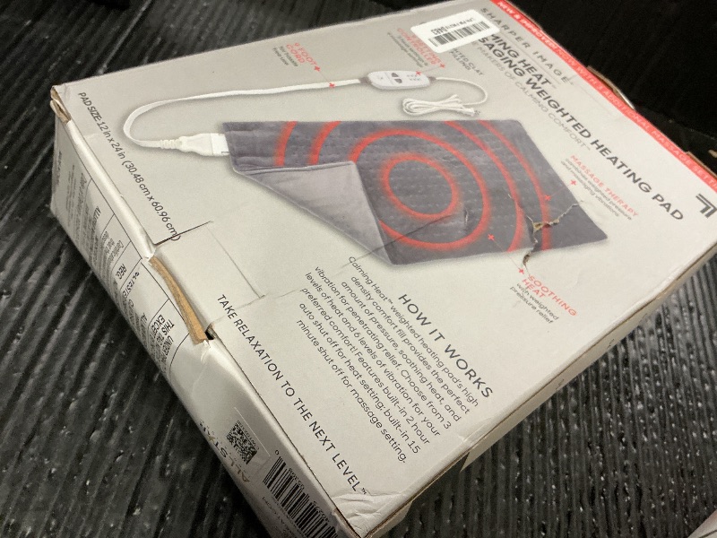 Photo 1 of Calming Heat Massaging Vibrations Weighted Heating Pad by Sharper Image | Temperature Settings, Auto Shut-Off Feature, Gift for Holidays, Women & Men | 3 Heat, 6 Massage, 12” x 24”, 4 lbs