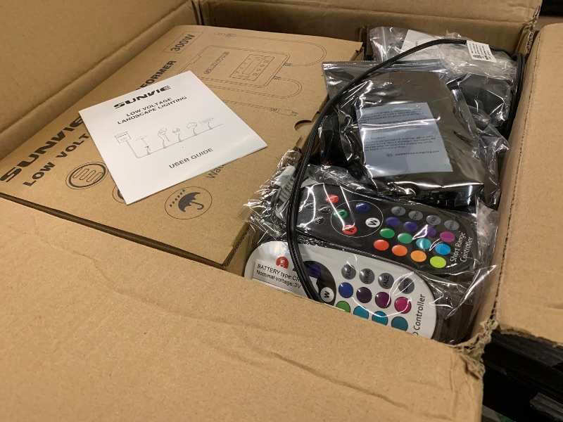 Photo 1 of SUNVIE 12 Pack RGBW Color Changing Landscape Lights with 300W Low Voltage Landscape Transformer 12-24V LED Landscape Lighting Kit Waterproof Multicolor Spotlights for Christmas House Yard Tree Garden