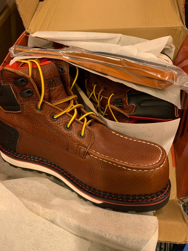 Photo 1 of MWORK Welted Blunt Men's 6" Moc Toe Waterproof Work Boots, Comp Toe, Puncture Proof, Slip Resistant Wedge Sole, Coolmax Comfort Leather Safety Boot, Anti-Fatigue, ASTM F2413 Electrical Hazard RR7129