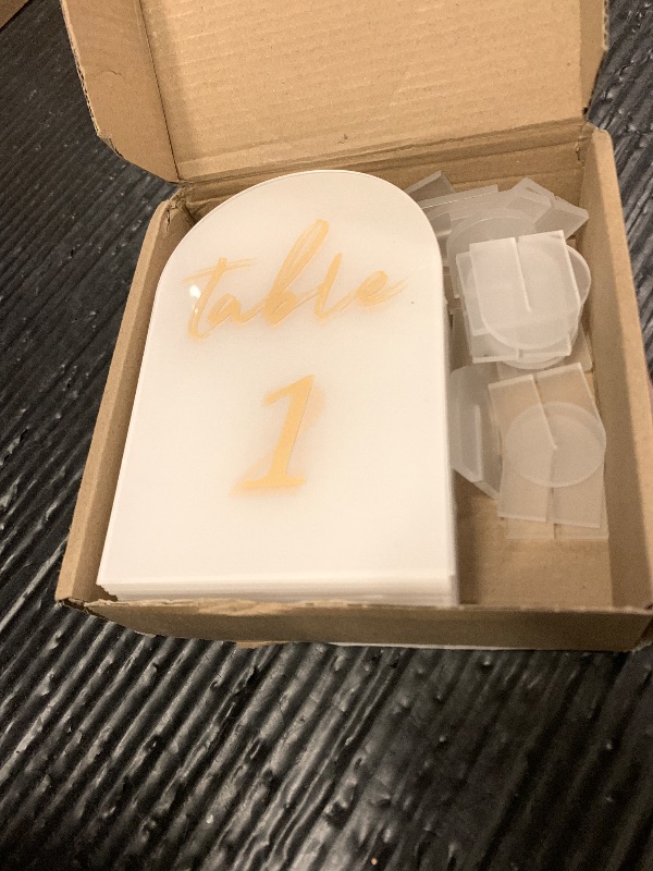 Photo 1 of 30 Pack Acrylic Wedding Table Numbers, 5.9" X 3.9" Signs, 1-30 Table Numbers for Wedding Reception, Party, Anniversary, Event, Acrylic Wedding Signs