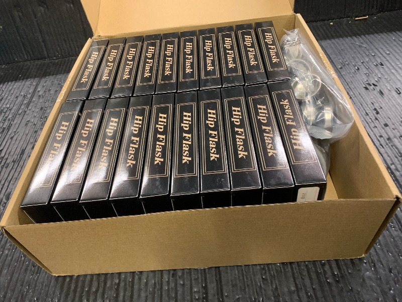 Photo 1 of 20 Pieces Stainless Steel Hip Flask 8 oz Matte Black Flask Set Leak Proof Liquor Drinking Metal with 20 Pieces Funnel for Men Women Wedding Party Group Camping Supply