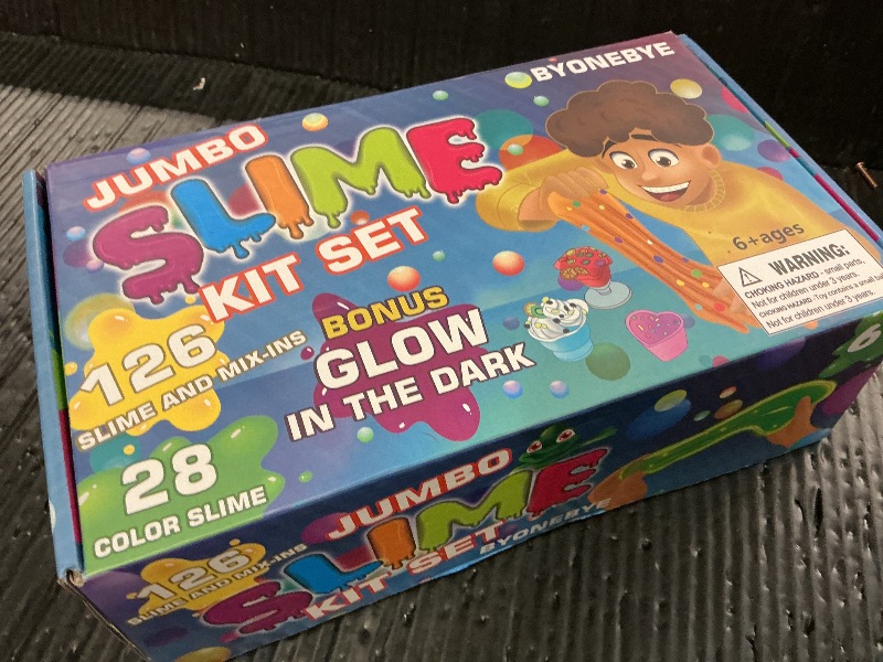 Photo 1 of 126 Pcs DIY Slime Making Kit for Girls Boys - Birthday Idea for Kids Age 5+. Ultimate Supplies Include 28 Crystal Slime, 2 Glow in The Dark Powder, 48 Bottle Glitter Jar etc.