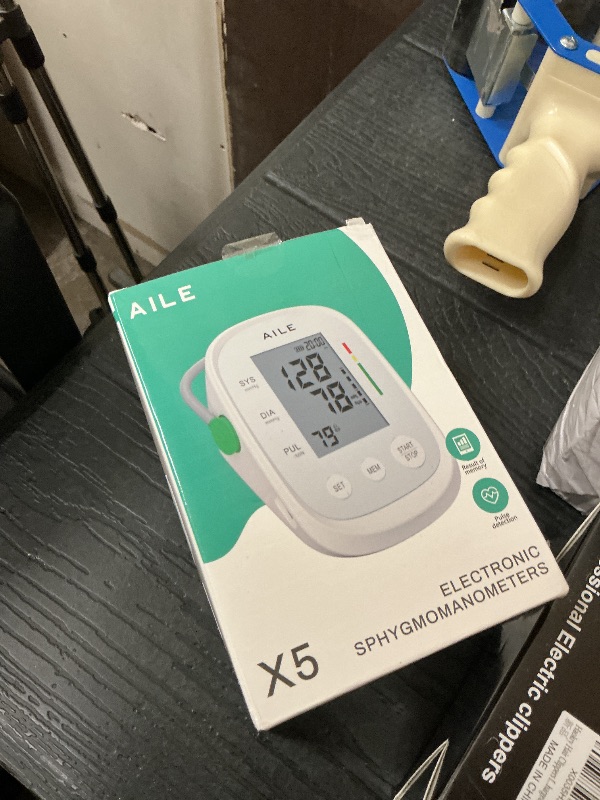 Photo 1 of AILE Blood Pressure Monitor, Blood Pressure Machine Upper Arm Large Cuff(8.7"-16.5"), High Automatic Blood Pressure Monitors Cuff for Home Use, Manual Arm Bp Monitor, 2 * 99 Memory (White)