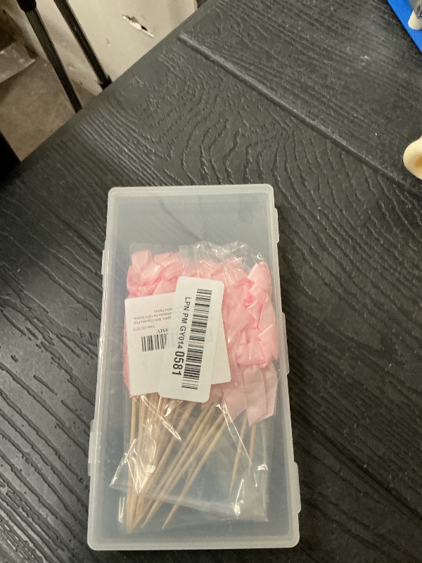 Photo 1 of 30pcs Pink Bow Cupcake Toppers, Bow Cupcake Picks Ribbon Bowknot Cake Decorations for Girls Birthday Baby Shower Coquette Theme Parties