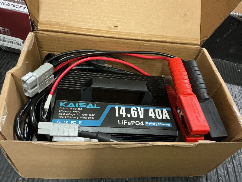 View 2 of 12V 40A Lithium Battery Charger 14.6V LiFePO4 Battery Charger for 12.8V LiFePO4 Lithium Deep Cycle Rechargeable Batteries 0V Wake Up 12 Volt Charger with 3 Connectors for RV, Boat, Car, Marine, Solar