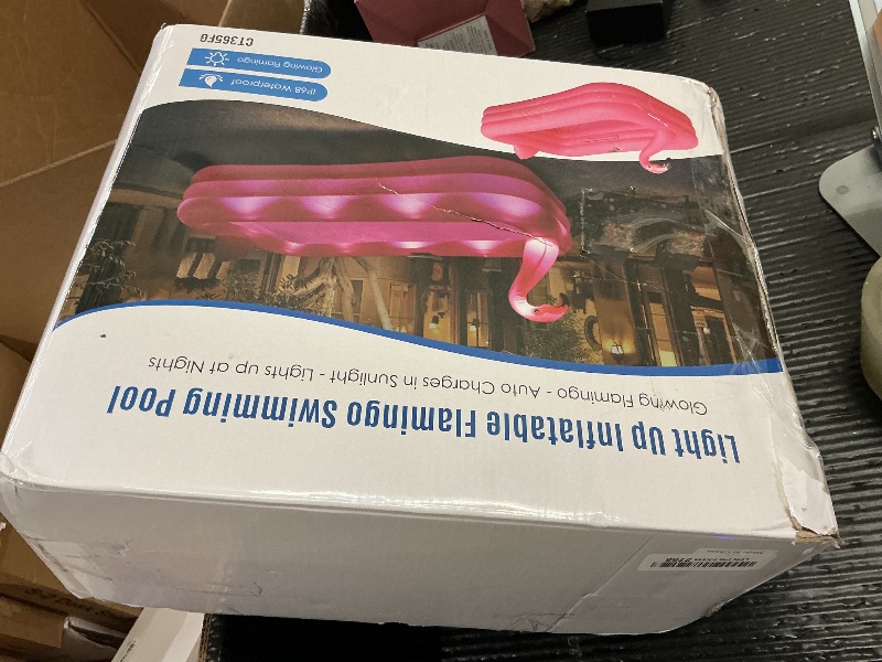 Photo 1 of Inflatable Pool with Lights, Solar Flamingo Swimming Pool for Kids,Adults Inflatable Blow up Pool, Large Kiddie Pool,Durable Thickened Kids Pool for Backyard,Outdoor,100"X63"X20"-Bright Pink