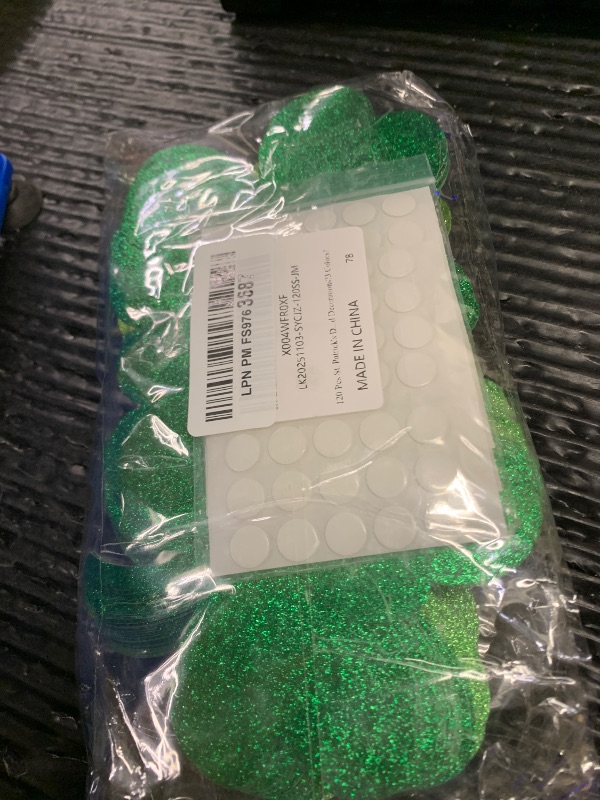 Photo 1 of 120 Pcs St. Patrick's Day Cutouts Glitter Shamrock Cutouts Double-Sided 4.9 Inch Irish Shamrock Card with Glue Point Dots for Party Assorted Green Bulletin Board Decorations?3 Colors?