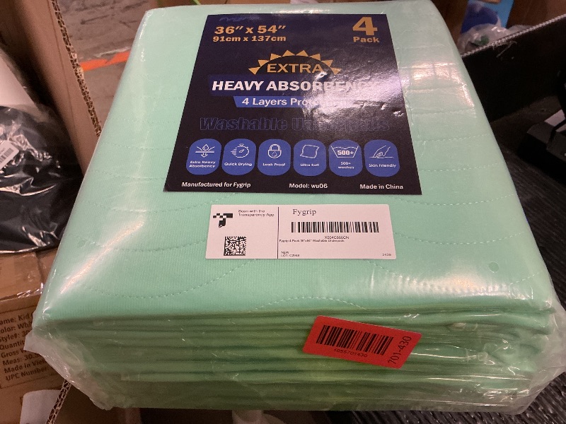Photo 1 of 4 Pack 36” x 54” Extra Heavy Absorbency Washable Underpads, Waterproof Nursing Pads Incontinence Bed Pads, Reusable Washable Pee Pads for Dogs, Diaper Changing & Adults, Mattress Protector