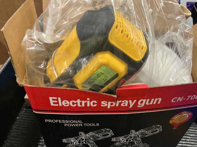 Photo 1 of 1000W Paint Sprayer with Cleaning & Blowing Joints,1400ml Cup Spray Paint Gun with Adjustable Flow Width,6 Nozzles and 3 Patterns,Yellow Paint Sprayer for House Painting,Easy to Clean