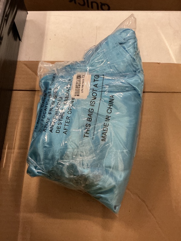 Photo 1 of 10 Pack Satin Table Runner 12 x 108 Inch Long Blue Smooth Silk Fabric Table Runner for Birthday Parties Wedding Banquets Decorations.