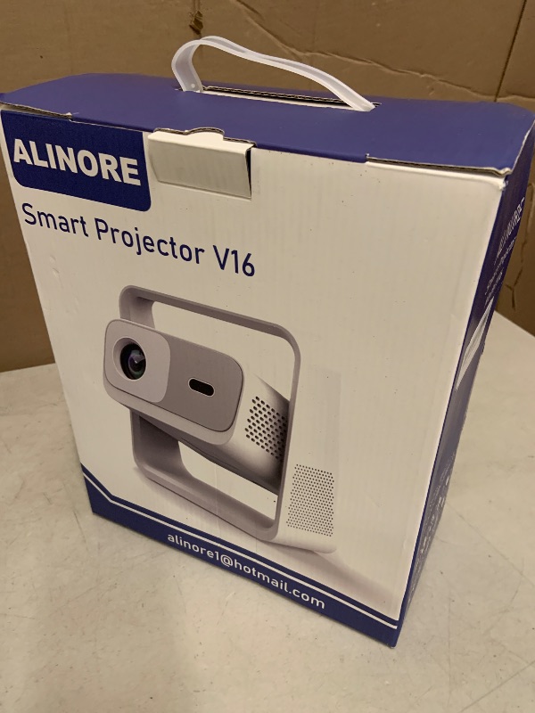 Photo 1 of ALINORE Smart Projector with WiFi and Bluetooth, Built-in Apps, Electric Focus & Auto Keystone Portable Outdoor Projecor, Native 1080P Projector 4K Support, Movie Projector for Home Theater, White