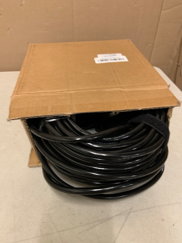 Photo 1 of 16/3 100 Ft Outdoor Extension Cord Waterproof, Weatherproof & Flame Retardant Black 3 Prong Power Cord Outside for Lawn & Garden, 16AWG 10A 1250W 125V SJTW ETL Listed