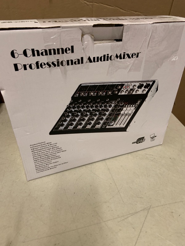Photo 1 of 6 Channel Audio Interface Sound Board Mixing Console 16-Bit DSP DJ Mixer Audio Reverb Effect +48V Phantom Bluetooth Studio Audio Mixer For Karaoke Studio Streaming Recording