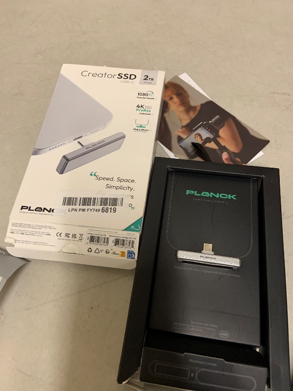 Photo 1 of planck SSD, Portable External SSD, Phone-First Pocket Drive for iPhone 15/16/17, Android, Mac/Windows, Cameras & PS5, 4K Apple ProRes Direct-Record, Gimbal-Ready, Shockproof, USB-C up to 1050 MB/s