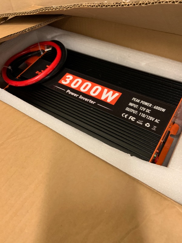 Photo 1 of 3000W Power Inverter 12V DC to 110V/120V AC Converter for RV/Truck/Boat/Camping/Off-Grid Solar Car Power Inverter Peak Power 6000W with 3 AC Outlets,USB & Type-C Port, Remote Controller & LCD Screen