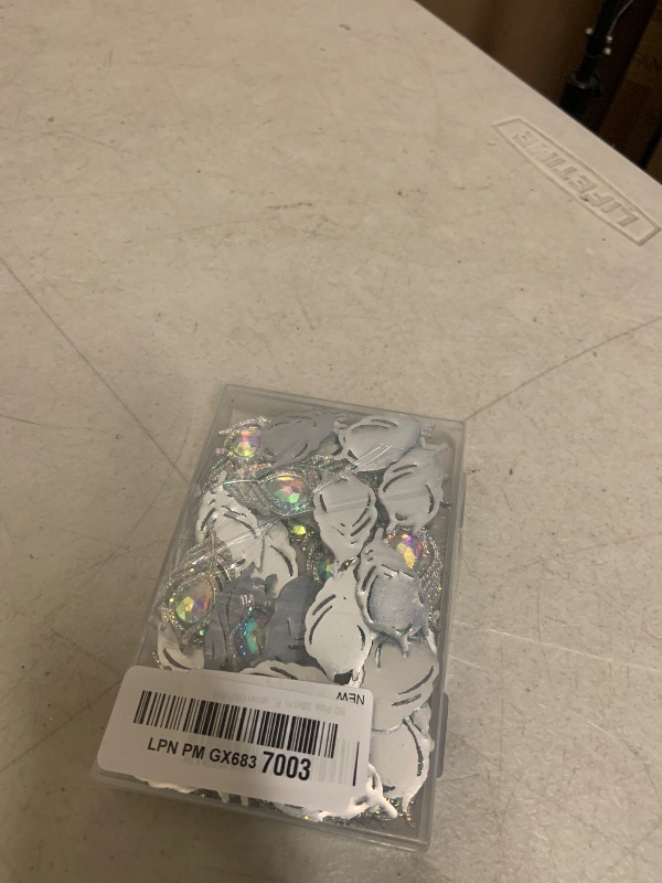 Photo 1 of 50 Pcs 38mm Feather Resin Accessories Flatback Rhinestone,for Tumblers, Bottles, Clothing DIY Accessories Craft Decoration (White)