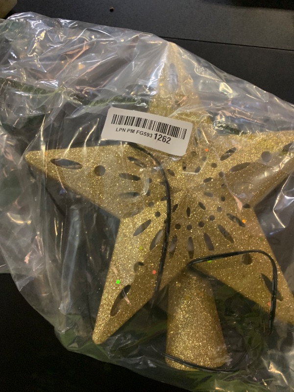 Photo 1 of 10" Christmas Tree Topper Projector with 6 Projection Modes, Built-in LED Rotating Light, 3D Glitter Dynamic Projector Light Up Tree Topper Star for Xmas Holiday Party Decorations Gifts (Gold)