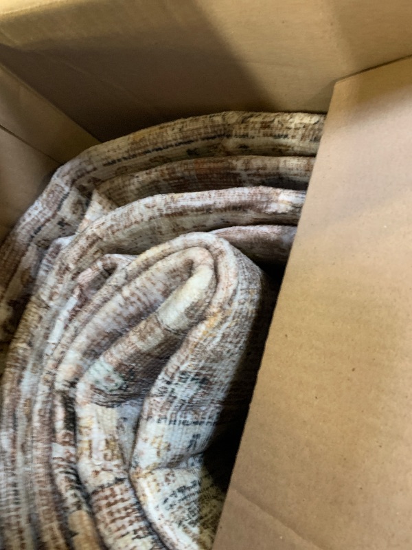 Photo 1 of Washable 9x12 Area Rugs for Living Room, Boho Non-Slip Vintage Distress Lager Rugs for Bedroom Dining Room Nursery Office, 0.3" Neutral Oriental Throw Thin Carpet, Brown/White/Multi