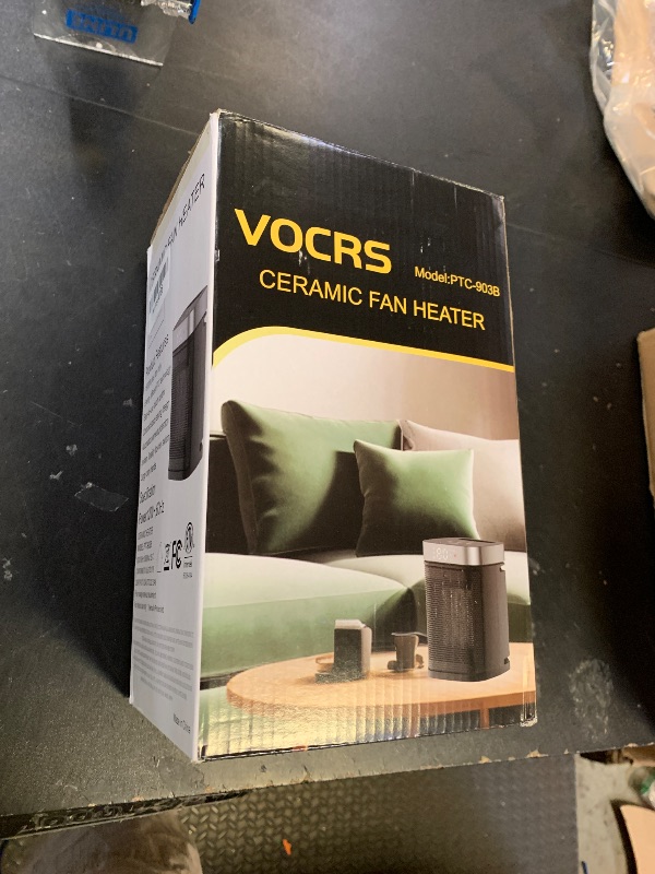 Photo 1 of Small Portable Space Heater for Indoor Use - VOCRS 1500W PTC Electric Heater with Thermostat, Remote Control, 12H Timer, Eco and Fan Mode, Rapid and Safe Heating for Bedroom, Office