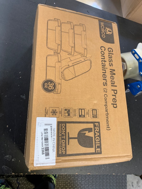 Photo 1 of [5-Pack,36 Oz]Glass Meal Prep Containers 2 Compartments Portion Control with Upgraded Snap Locking Lids Glass Food Storage Containers, Microwave, Oven, Freezer and Dishwasher (4.5 Cups, White)