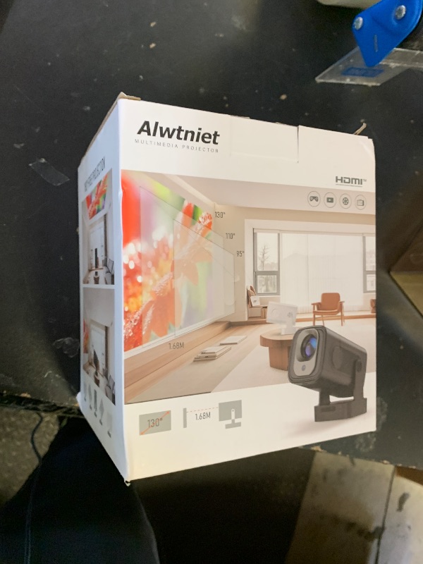 Photo 1 of ?Auto Focus &1080P?Alwtniet Mini Portable Projector, 4k Support Smart Proyector with Wifi and Bluetooth For Outdoor, 5W Speaker, Built in Apps,Home Theater, Bluetooth Movie Projector (Black)