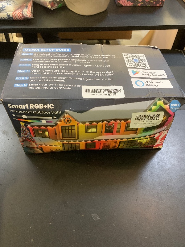 Photo 1 of Smart Permanent Outdoor Lights for House, 99.6ft with 60 RGB+IC Smart LED Eaves Lights, P67 Waterproof with DIY Scene for Halloween Christmas Decor, Remote Control, Work with Alexa, Google Assistant