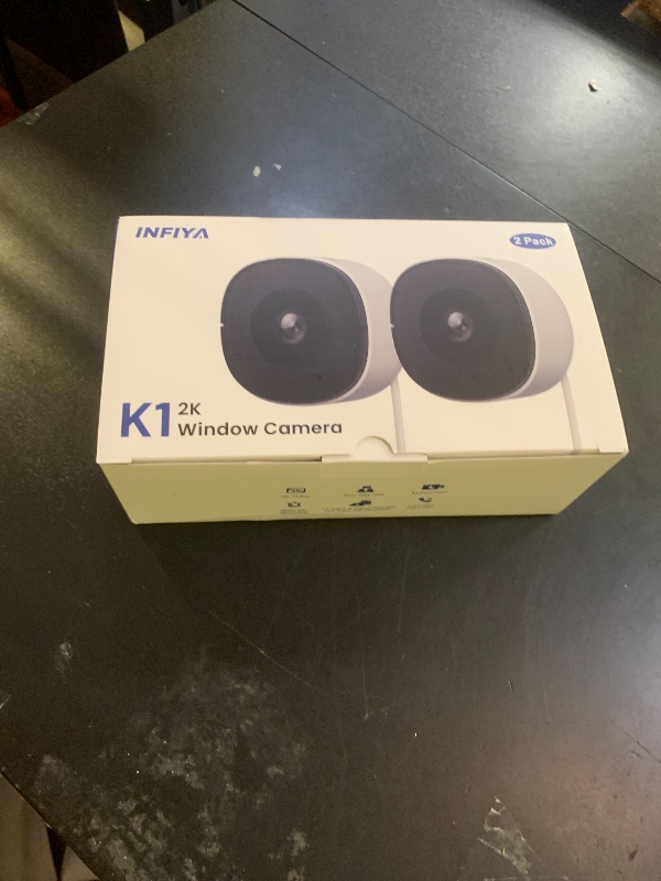 Photo 1 of 2K No Drill Window Camera-2 Pack Cameras for Home Security Indoor & Outdoor Monitoring thru Glass, Anti-Glare Color Night Vision, Human Detection, 24/7 Recording, Space-Saving, Ideal for Apartment, K1